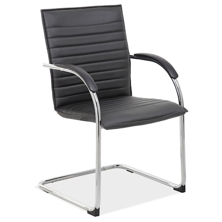 Officesource Ridge Collection Sled Based Guest Chair with Chrome Frame 9509VBK